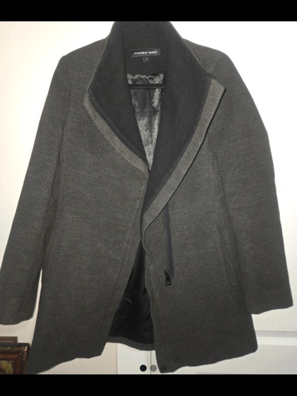 Andrew Marc Charcoal Gray Wool-Blend Pea Coat